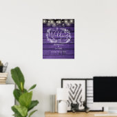 Lila rustikale String-Lights Begrüßungszeichen Poster (Heimbüro)