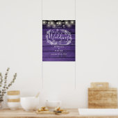 Lila rustikale String-Lights Begrüßungszeichen Poster (Küche)