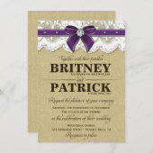Lila Rustikale Vintage Hochzeitseinladungen Einladung (Vorne/Hinten)