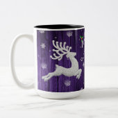 Lila rustikale Weihnachtsmann-Kaffeezubereitung Ta Zweifarbige Tasse (Links)