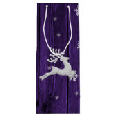 Lila Rustikale Weihnachtsweinbeutel Geschenktüte Für Weinflaschen (Rückseite)