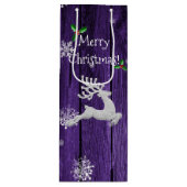 Lila Rustikale Weihnachtsweinbeutel Geschenktüte Für Weinflaschen (Vorderseite)