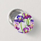 Lila Rustikale Wiese Iris Blume Aquarell Button (Vorne & Hinten)
