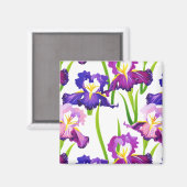 Lila Rustikale Wiese Iris Blume Aquarell Magnet (Vorderseite/Rückseite)