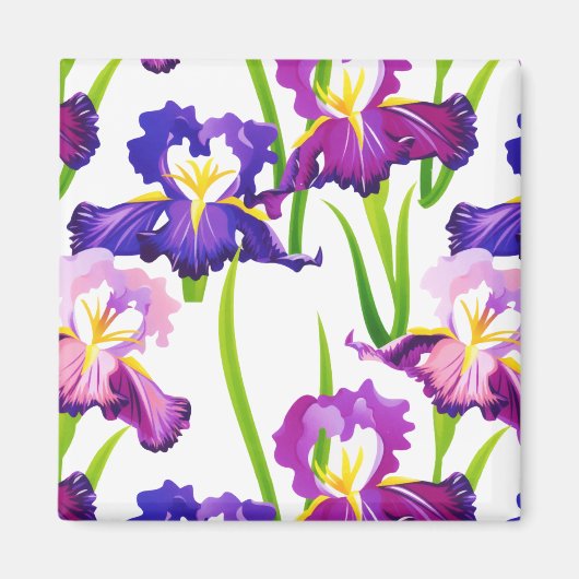 Lila Rustikale Wiese Iris Blume Aquarell Magnet (Vorne)