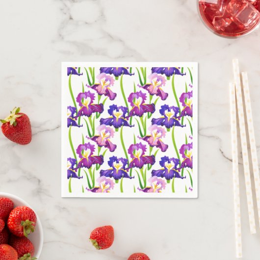 Lila Rustikale Wiese Iris Blume Aquarell Serviette (Beispiel)