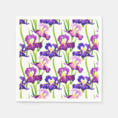 Lila Rustikale Wiese Iris Blume Aquarell Serviette (Vorderseite)