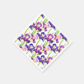 Lila Rustikale Wiese Iris Blume Aquarell Serviette (Ecke)