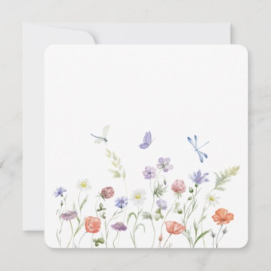 Lila rustikale Wildblumen Einladung (Rückseite)