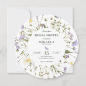 Lila rustikale Wildblumen Einladung (Vorderseite)