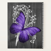 Lila rustikaler Butterfly-Personalisierter Planer (Rückseite)