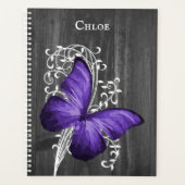 Lila rustikaler Butterfly-Personalisierter Planer (Vorderseite)