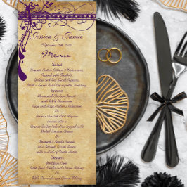 Lila rustikaler Hinterhof oder mittelalterliche Re Menükarte