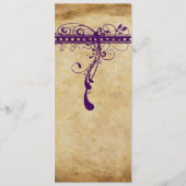 Lila rustikaler Hinterhof oder mittelalterliche Re Menükarte (Rückseite)