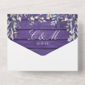 Lila Rustikaler QR-Code für Holzblumen All In One Einladung (Rückseite)