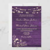 Lila rustikaler QR-Code für Holzzeichenbeleuchtung Einladung (Vorderseite)