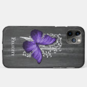 Lila Rustikaler Schmetterling Personalisiert Case-Mate iPhone Hülle (Rückseite (Horizontal))