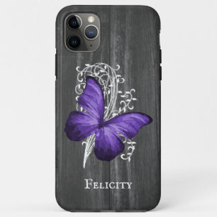 Lila Rustikaler Schmetterling Personalisiert Case-Mate iPhone Hülle