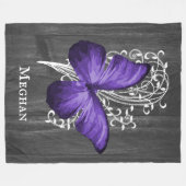 Lila Rustikaler Schmetterling Personalisiert Fleecedecke (Vorderseite (Horizontal))