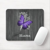 Lila Rustikaler Schmetterling Personalisiert Mouse Mousepad (Mit Mouse)