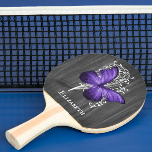 Lila Rustikaler Schmetterling Personalisiert Tischtennis Schläger