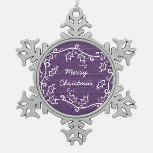 Lila Rustikaler Stechpalmen-Schneeflocken-Schmuck Schneeflocken Zinn-Ornament