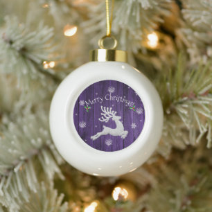 Lila Rustikaler Weihnachtsmann Gerahmte Ornamente