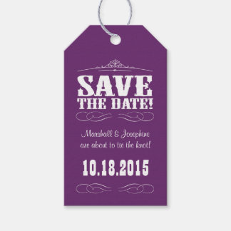 Lila rustikaler Western Save the Date Hochzeitstag Geschenkanhänger