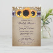 Lila rustikales Brautparty Einladung (Stehend Vorderseite)