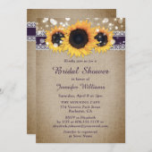 Lila rustikales Brautparty Einladung (Vorne/Hinten)