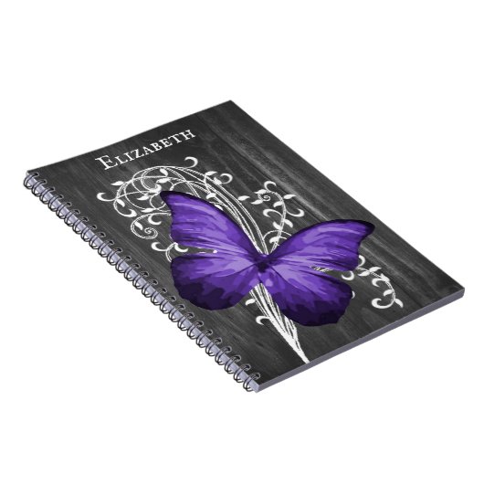 Lila Rustikales Butterfly-Personalisiertes Noteboo Notizblock (Rechte Seite)