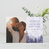 Lila rustikales Foto QR Save The Date (Stehend Vorderseite)