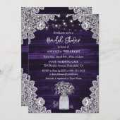 Lila rustikales Gipskraut Brautparty Einladung (Vorne/Hinten)