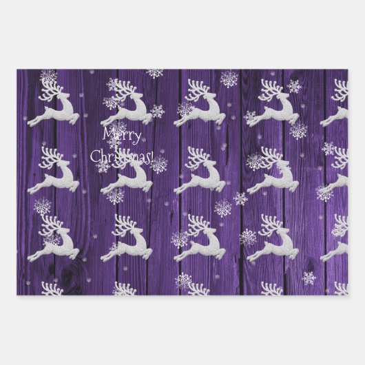 Lila Rustikales Weihnachtswackelpapier Geschenkpapier Set (Vorderseite 3)