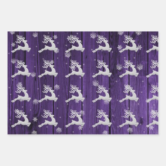 Lila Rustikales Weihnachtswackelpapier Geschenkpapier Set (Vorderseite)