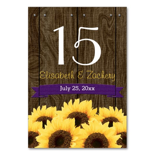 LILA RUSTISCHE TISCHNUMMER-KARTE TISCHNUMMER (Vorderseite)