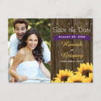 LILA RUSTISCHER SONNENBLATT SAVE THE DATE POSTCARD