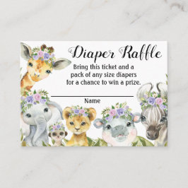 Lila Safari Baby Dusche Windeln Raffle Ticket
