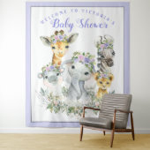 Lila Safari Baby Showbanner Hintergrund XL Wandteppich (Beispiel)
