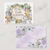 Lila Safari-Tiere Baby-Windeln Raffle Begleitkarte (Vorne/Hinten)