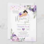 Lila Sage Green Heaven Sent Baby Dusche Einladung (Vorderseite)