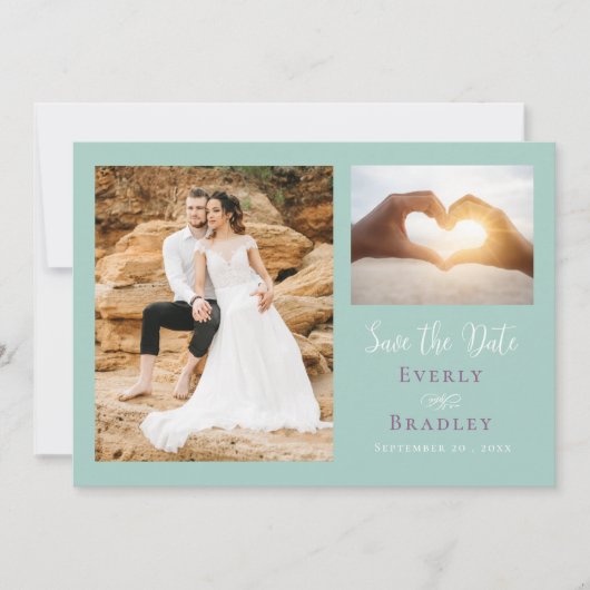 Lila-Sage-Green-QR-Code Save the Date Einladung (Vorderseite)