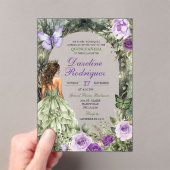 Lila Sage Green Whimsiswald Quinceanera Acryleinladungen (Insitu (Handheld))