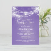 Lila Saitenleuchten 95. Geburtstagsparty Einladung (Stehend Vorderseite)