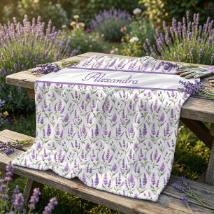 Lila Salbei Grün Lavendel Benutzerdefinierter Name Fleecedecke