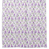 Lila Salbei Grün Lavendel Blumen Duschvorhang (Vorderseite)