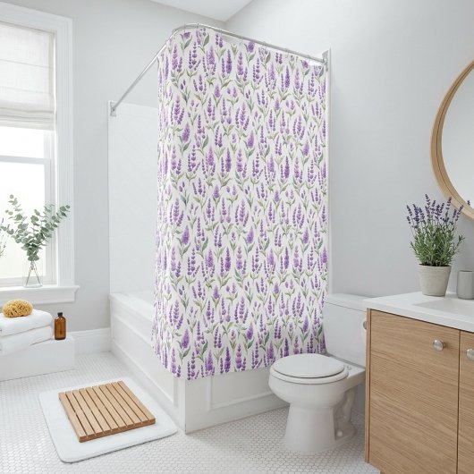 Lila Salbei Grün Lavendel Blumen Duschvorhang