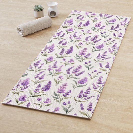 Lila Salbei Grün Lavendel Blumen Yogamatte