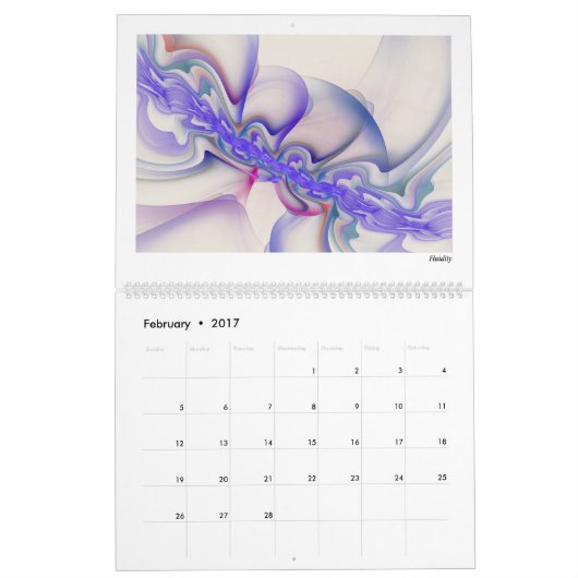 Lila Sammlung Abstrakte Fraktal 2026 Kalender (Feb 2017)