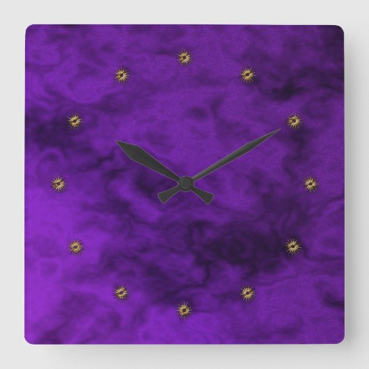lila Samt Quadratische Wanduhr (Vorderseite)